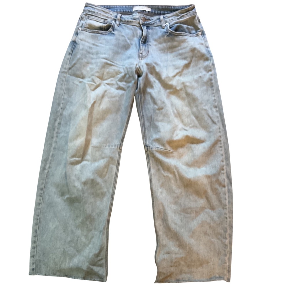 Just USA Light Wash Wide Leg Raw Hem Jeans Size 10 High Rise Denim